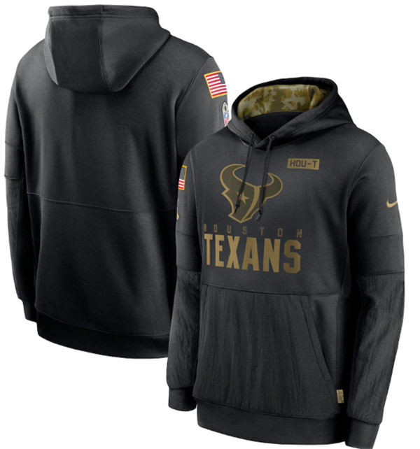 Men's Houston Texans 2020 Black Salute to Service Sideline Performance Pullover NFL Hoodie